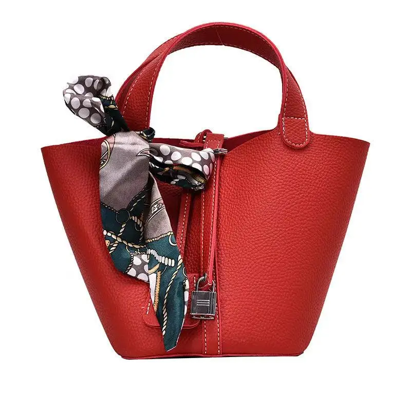 
2021 spring Summer hot sale handbags and purses for women ladies pu leather mini tote bags With Silk Scarf 