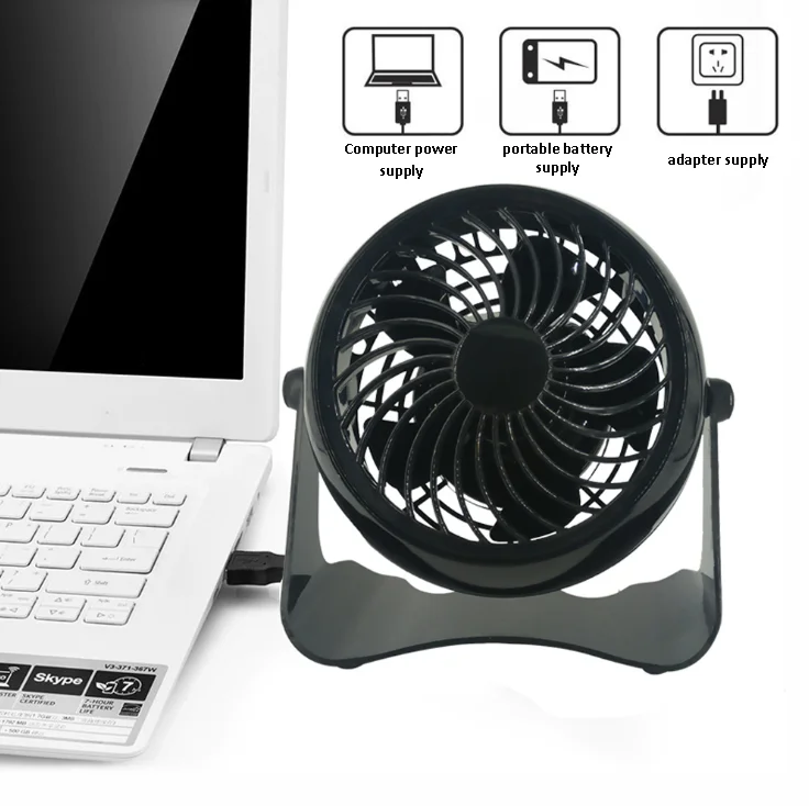 Quite Black Air Circulator Portable Usb Cooling Rechargeable Table Fan