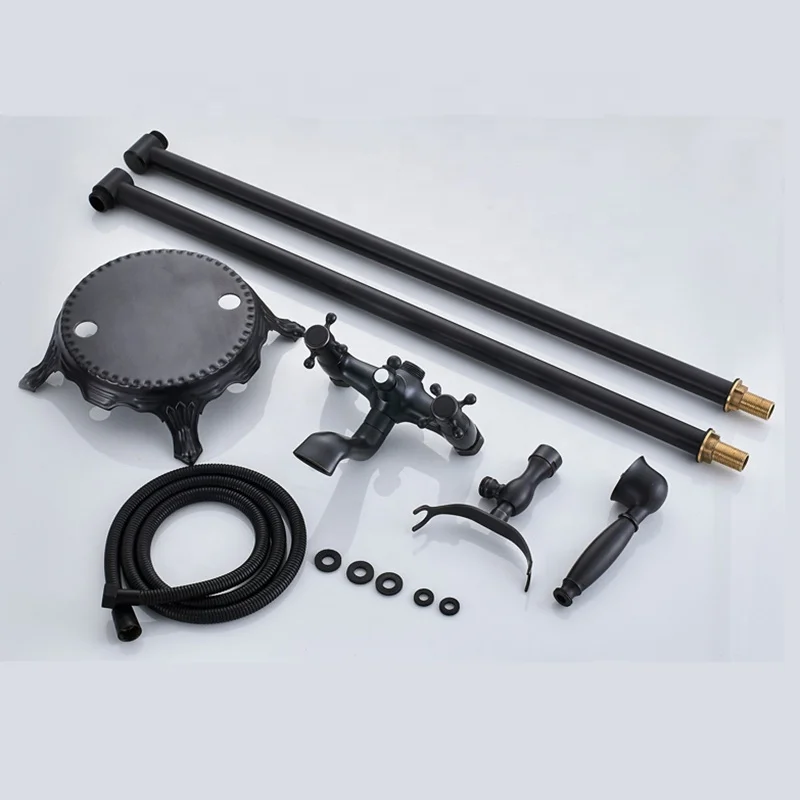 
Floor Mounted Black Bronze Bathroom Tub Sink Faucet Bathtub Mixer Faucet Dual Handle Free Standing Claw Foot Tub Mixer Faucet 