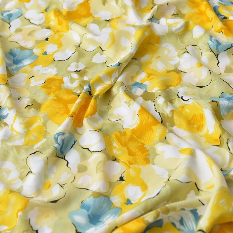 Digital Print Silk Fabric for Dresses Clothing Custom Satin Polyester Fabric