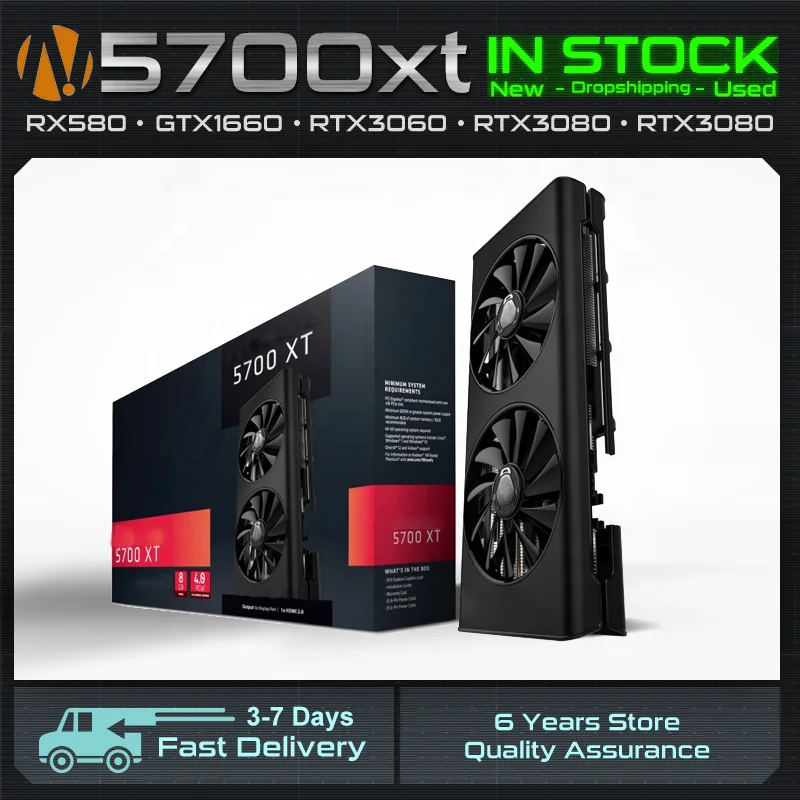 Newo In Stock 100% New Original Graphics Cards RX 580 8GB Video Card 256Bit GDDR5 RX 5700xt 570 6600xt 6800xt RX 6600 580