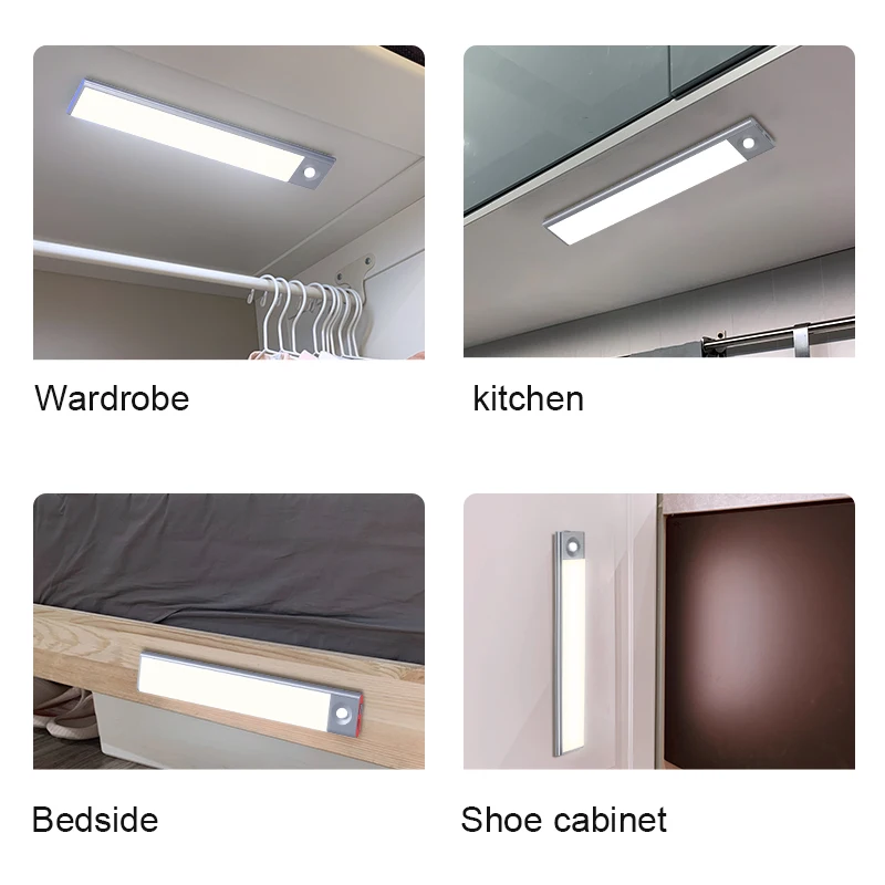 Перезаряжаемые светодиодные Cabinet Light с инфракрасный датчик движения цвет древесины гардероб шкаф