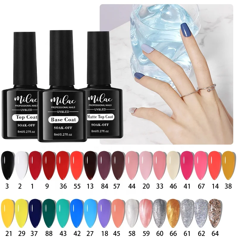 36PCS/SET 33Color Nail Gel Polish Set Kits Base Top Coat Varnish Soak Off UV Gel LED Semi Permanent All For Manicure Nail Art