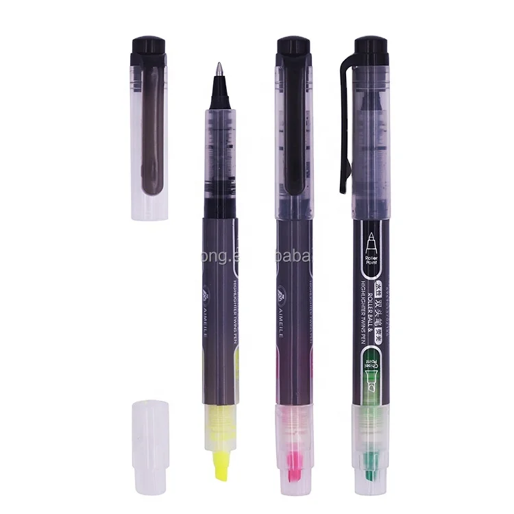 Hot Sale High Quality Custom Branded Double-ended Roller Ink Pen And Highlighter Office Highlighter Marker Pen