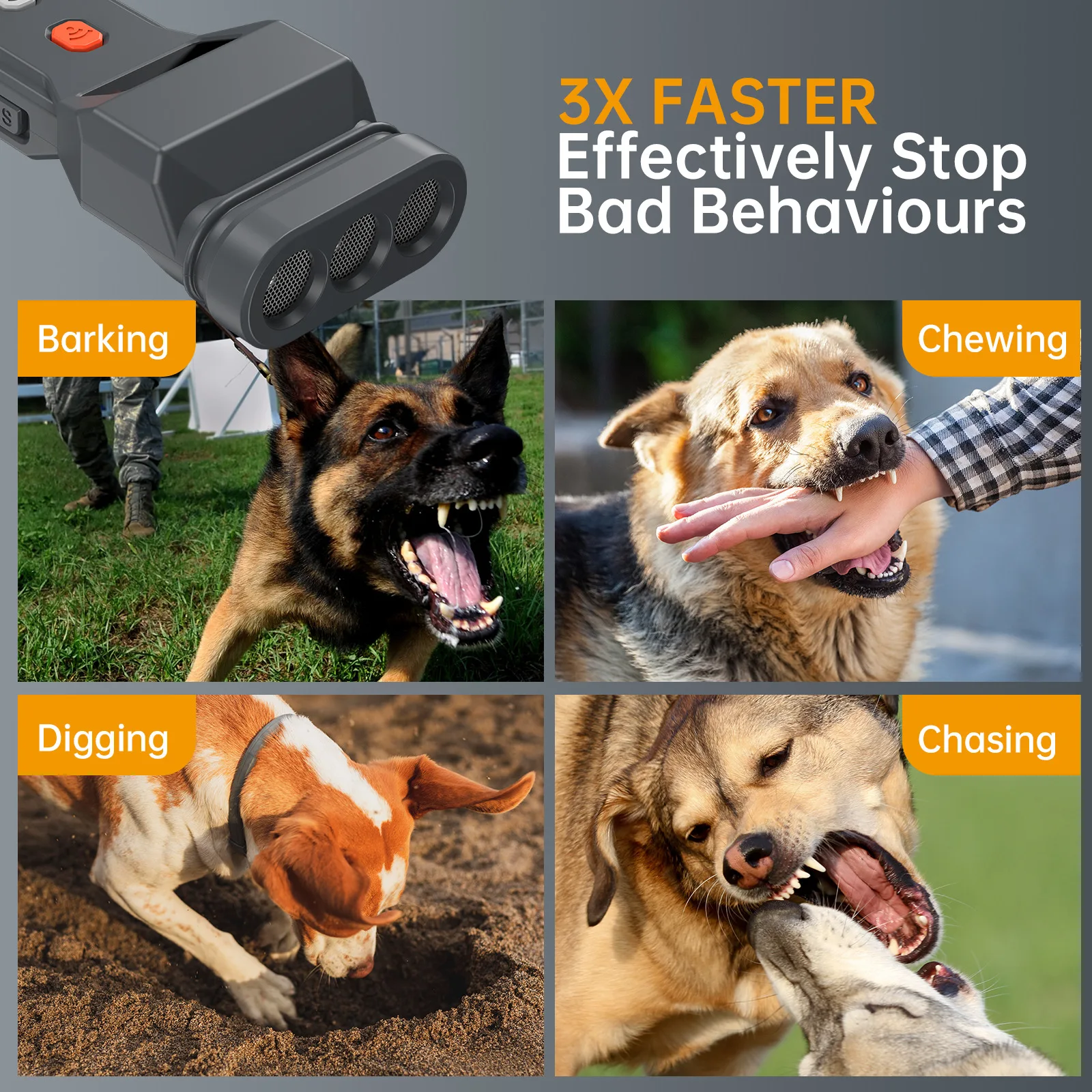 New USB Rechargeable Effective Dog Stop Bark Deterrent Device 10M Ultrasonic Anti Bark Pet Dog Training LED Dog Repeller