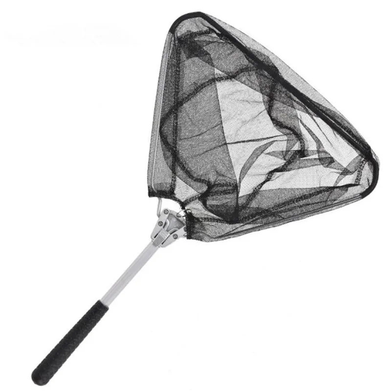 Wholesale Thicken Metal Frame Fishing Hand Drop Net Folding Fish Care Creel Tackle Portable Nylon Mesh Net