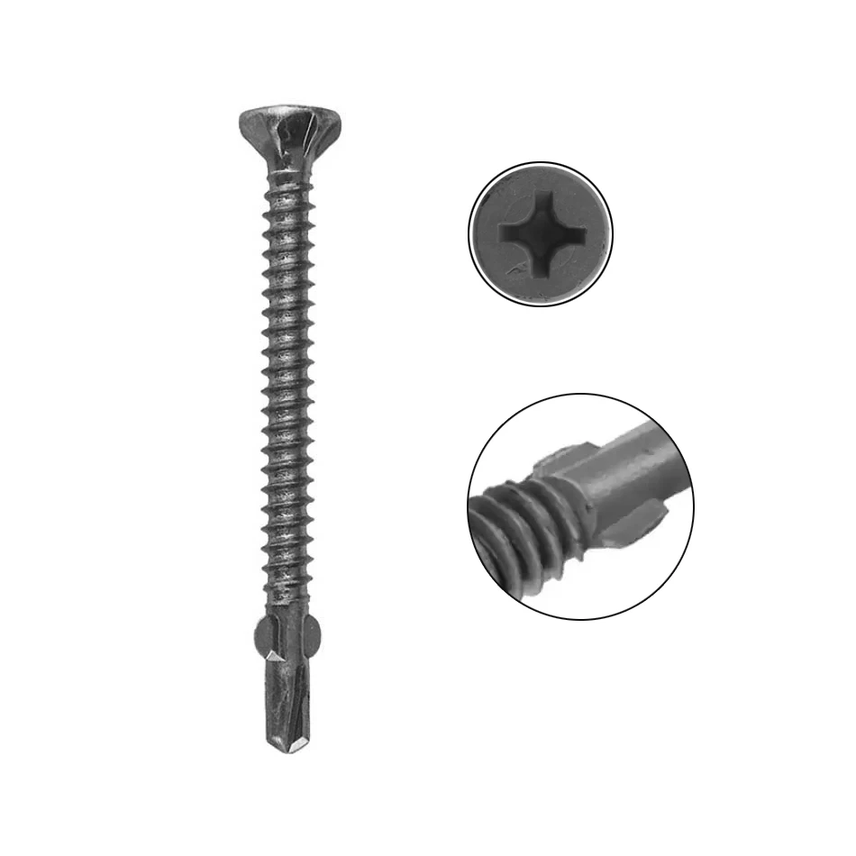 6 Nibs Zinc Plated Cross Recess Phillips Drive Flat Countersunk Csk Head SDS Tek Self-Drilling Self Drilling Screws With Wing
