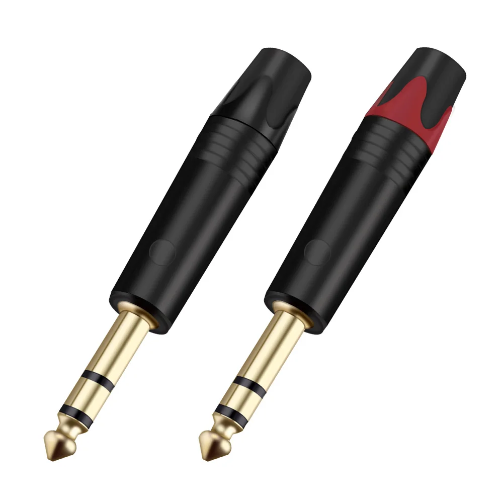 MONO/Stereo Jack 6.35mm Wire Connectors Audio Speaker 6.35mm Amplifier Microphone TS TRS Plug Nickel Plated