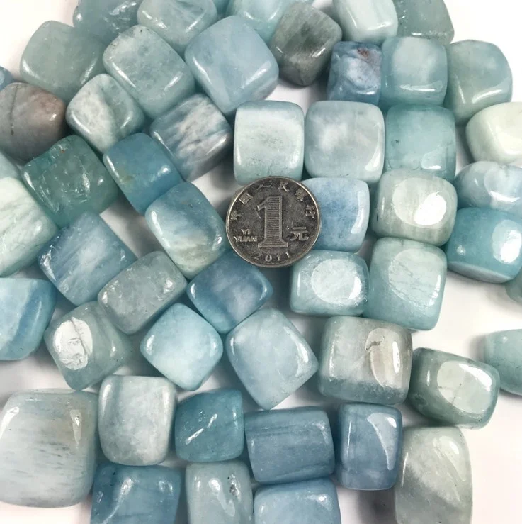 Wholesale natural aquamarine crystal healing tumbled stone aquamarine cubes
