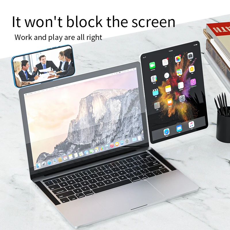 Laptop extended support mobile phone holder folding back stick live