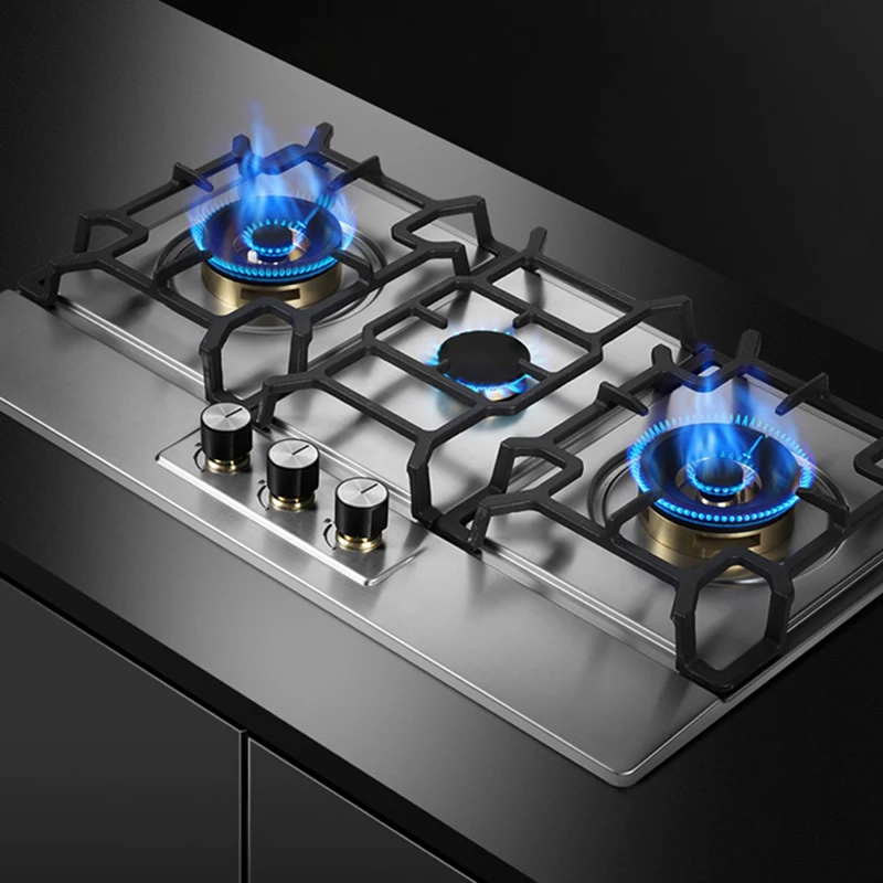 China commercial industrial and home kitchen use built-in big burner cooktops 3 burners gas cooking stoves