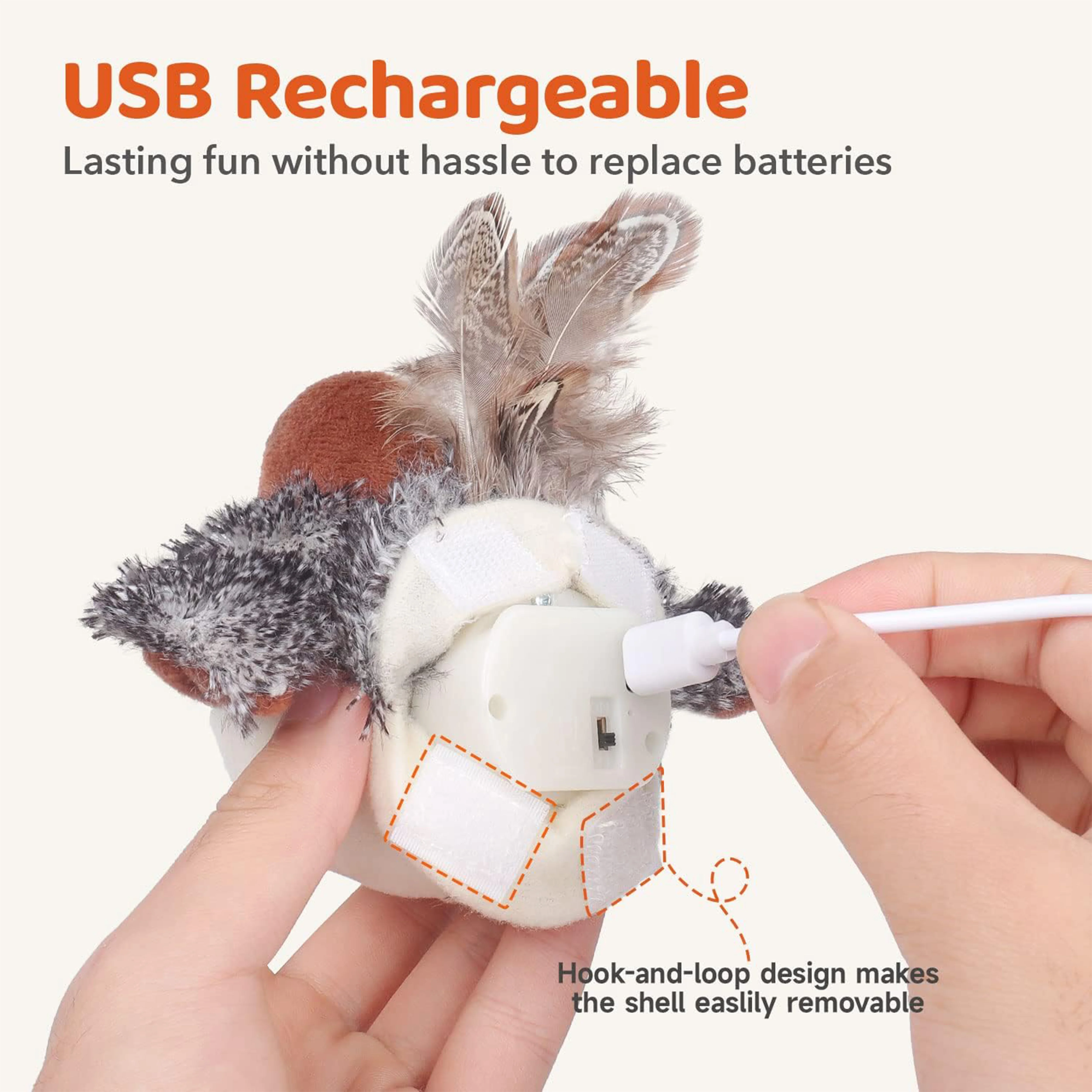 Plastic bird simulation brown white plush automatic walking cat interactive toy
