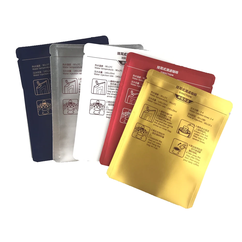 Factory Wholesale Mini Packet Small Individual Coffee Aluminum foil Packing Sachet For Drip Coffee Filter Bag