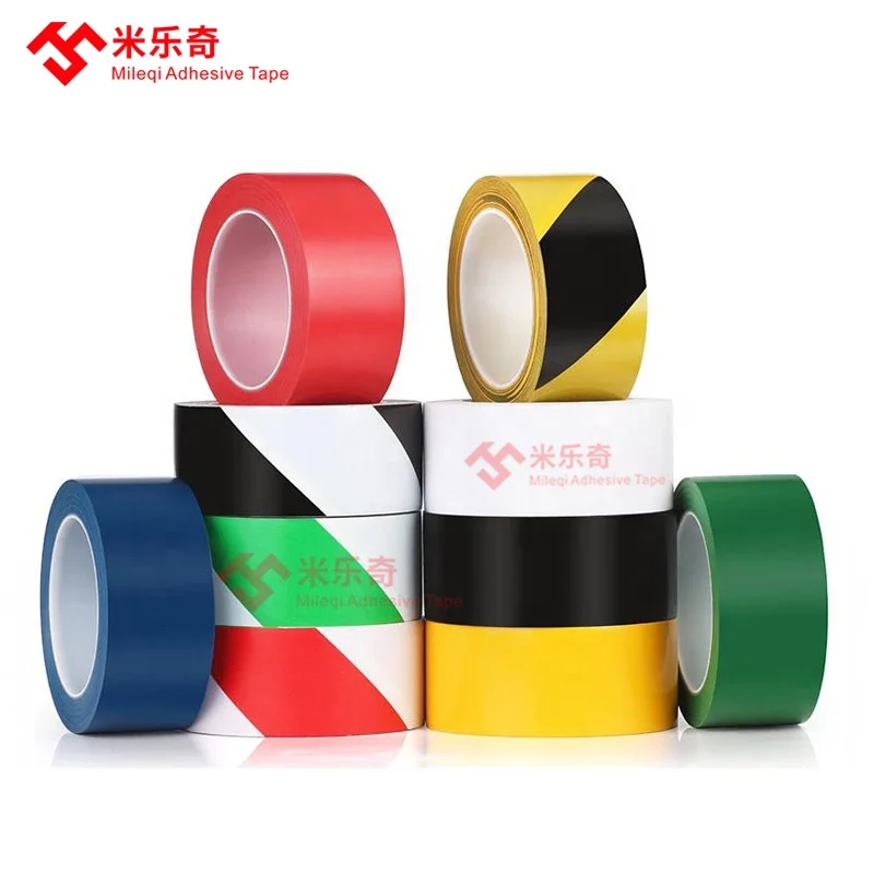 
Mileqi Chinese manufacturer single and double color PVC floor marking barrier safety caution warning tape 