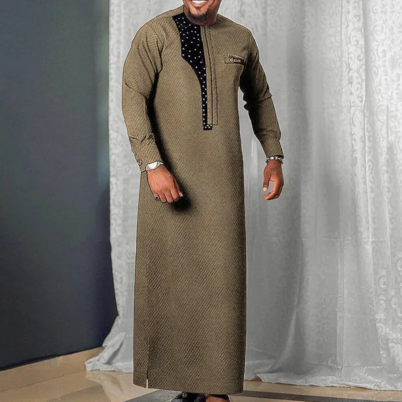 JH New Fashion Wholesale African Clothing Traditional Stripe Plaid Design Shirts Long Sleeve African Men Dress