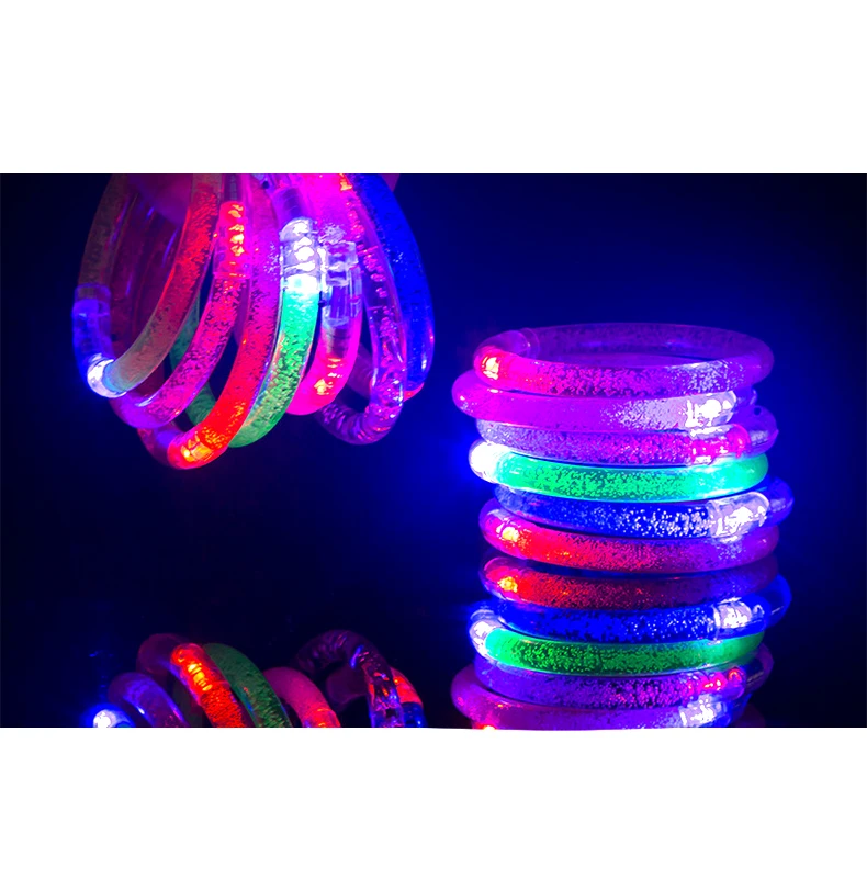 Bar Concert Cheer Glow Theme Happy Birthday Party Decor Acrylic Flat Broadband Bubble Bracelet Led Luminous Bracelet