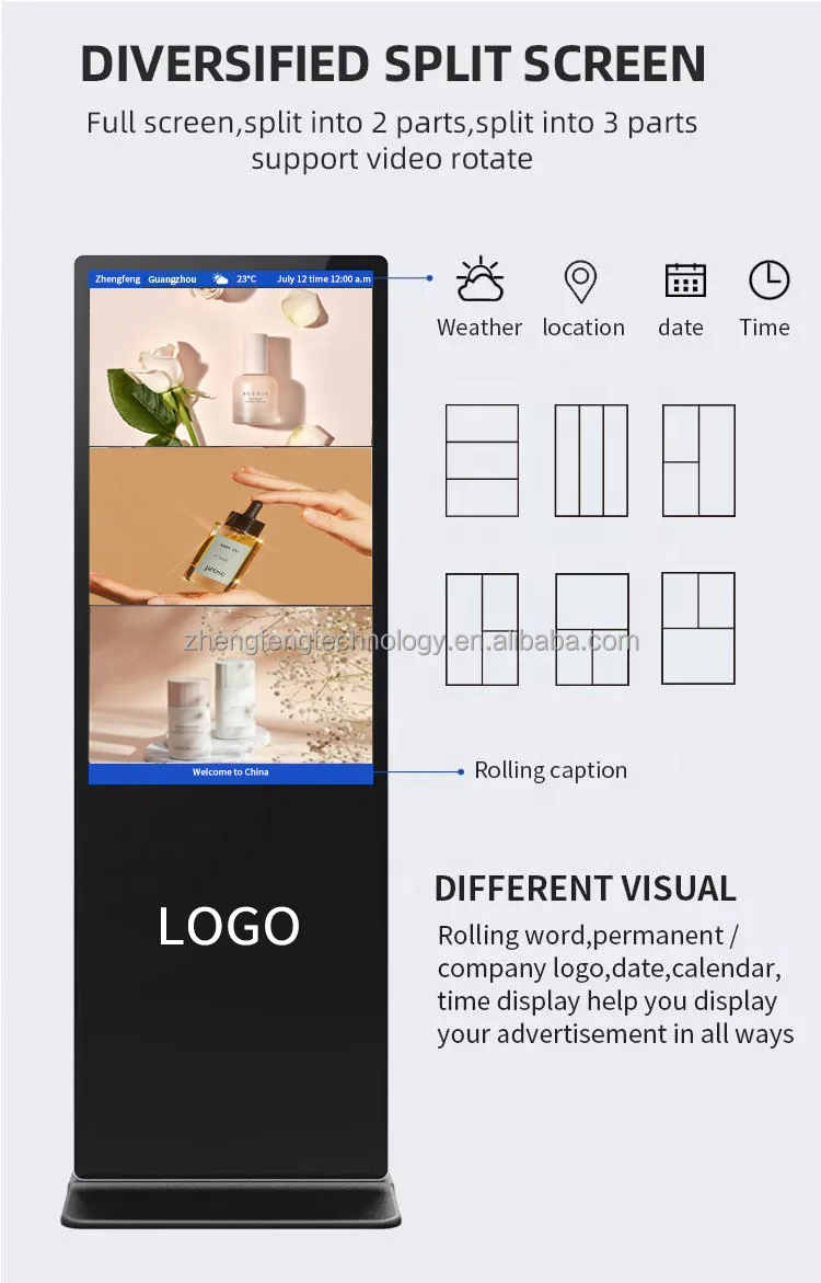 Customized indoor floor stand interactive 49 inch video digital display vertical TV advertising machine LCD touch screen