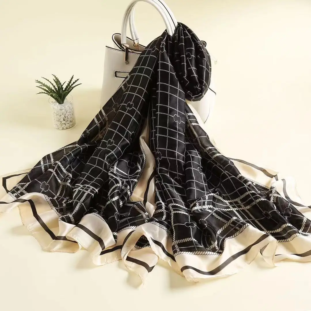 
Новый Модный Шелковый длинный шарф-шаль большого размера хиджаб-шарф 