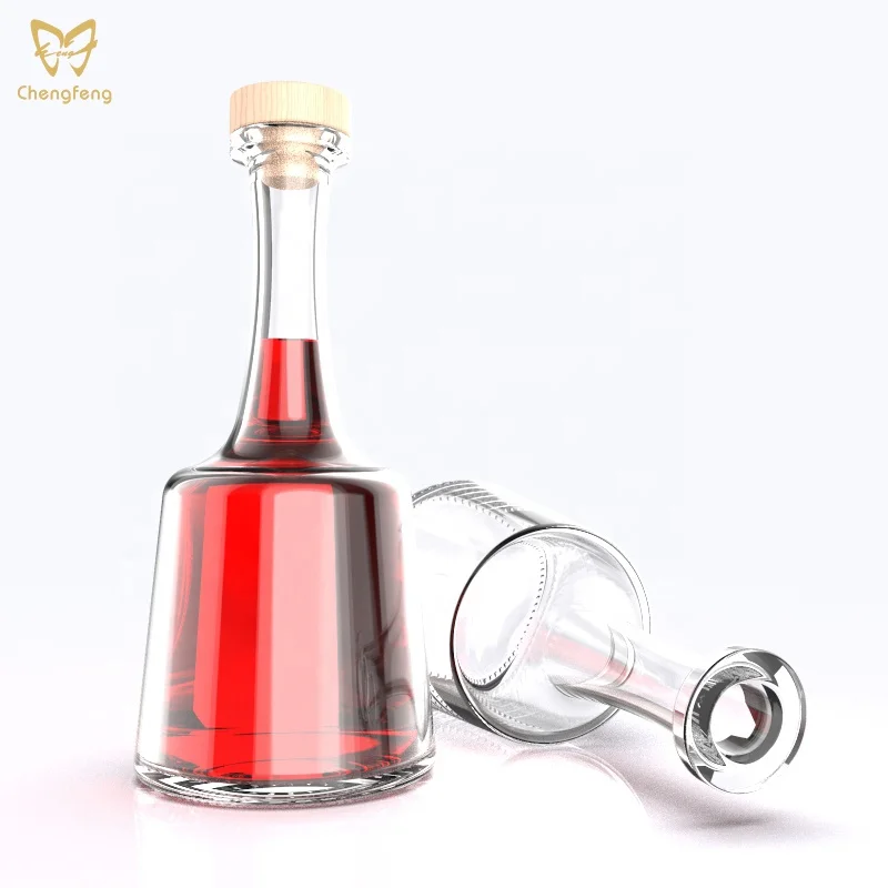 small quantity custom glass bottle long neck lead-free glass whiskey , gin ,vodka bottle