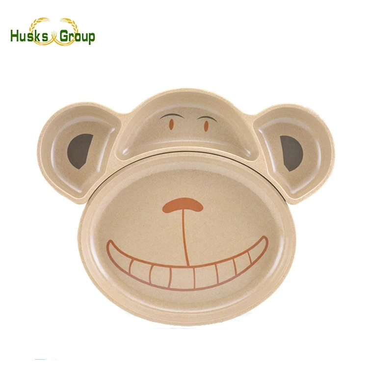 BPA Free Biodegradable Rice Husk Bamboo Fiber Dinnerware Plates For Kids