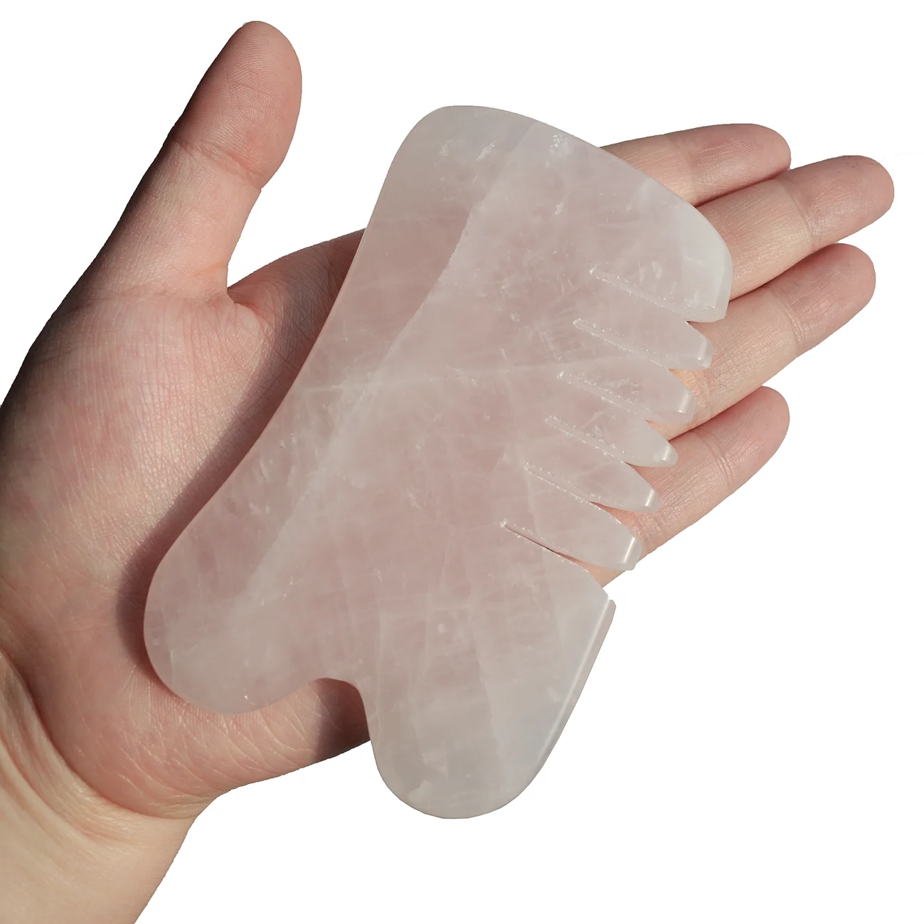 Rose Quartz Comb Scraping Massage Tool Natural Crystal Stone Scraping Board Facial Lift Facial guasha