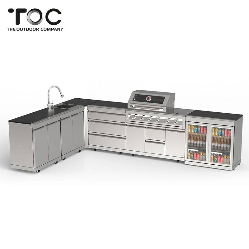 Современный дизайн по индивидуальному заказу модульные напольные плиты кухонные шкафы угольный гриль для барбекю