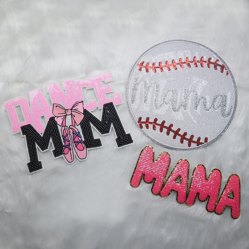 Wholesale Custom Sequin Boo Patches Iron On Halloween Sequin Patches Glitter Embroidery Letter For Clothing