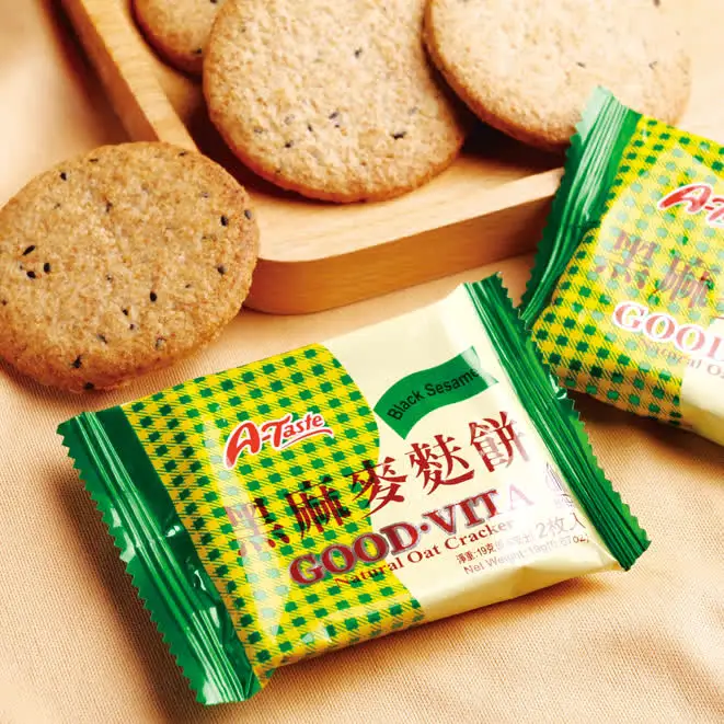 Black Sesame Natural Oat Cracker Customized Packaging Buckwheat Cracker Natural Puffed  Wheat Thins Crackers for Breakfast