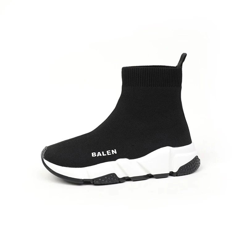 2021 Girls Boys High Top Fashion Brand Sock Sneakers Toddler/Little/Big Kid Casual Mesh Trainers Children Walking Slip-On Shoes