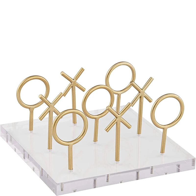 Luxury Clear Gold Color Custom High Quality Acrylic Tic Tac Toe Game Set