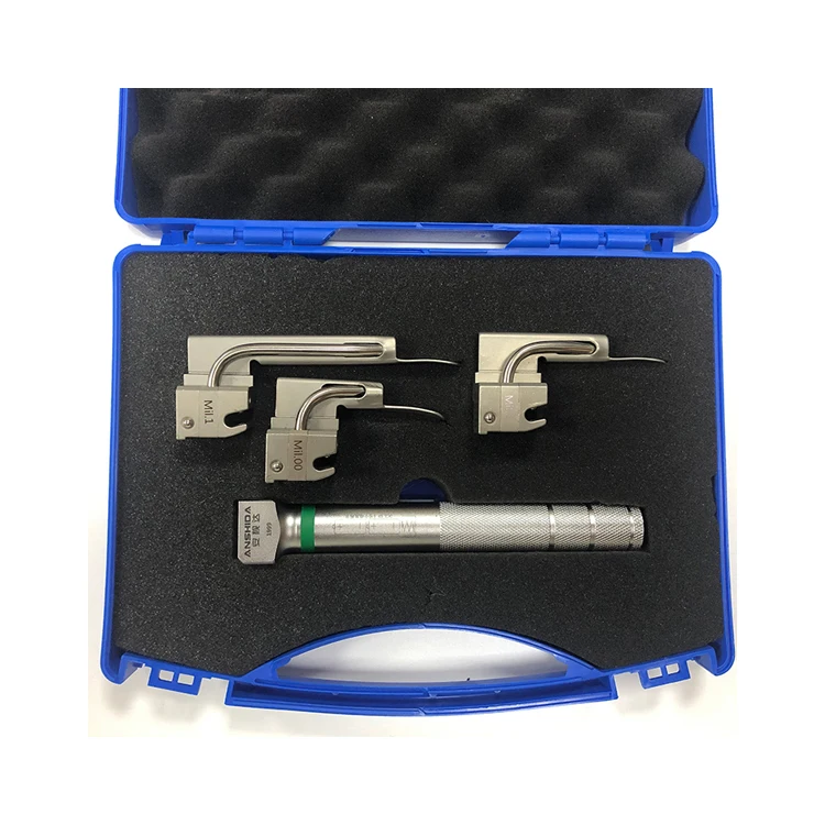 ANSHIDA Hot Sale Stainless Steel Laryngoscope Animal LED Fiber Optic Anesthesia Laryngoscope Veterinary Laryngoscope