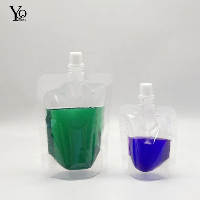 Good in Stock Transparent Plastic Spout Bag Self Standing Washing Soup Liquid Shampoo Pouch with Cap