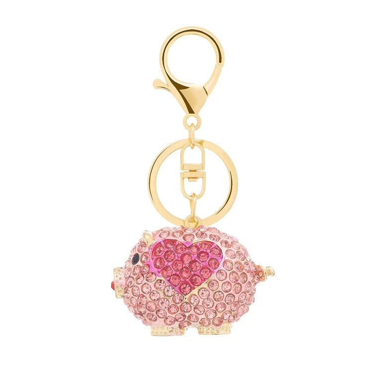 Factory direct sale cute piggy alloy keychain heart animal key chain friends gift key chain