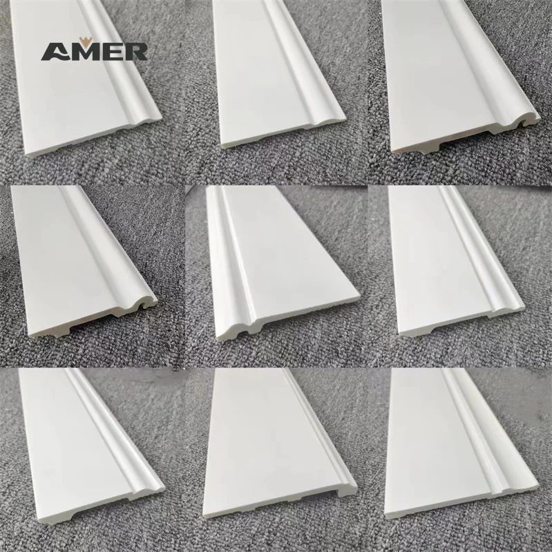 Amer White Waterproof Waterproof Plastic Polystyrene Moulding Panel Ps Skirting