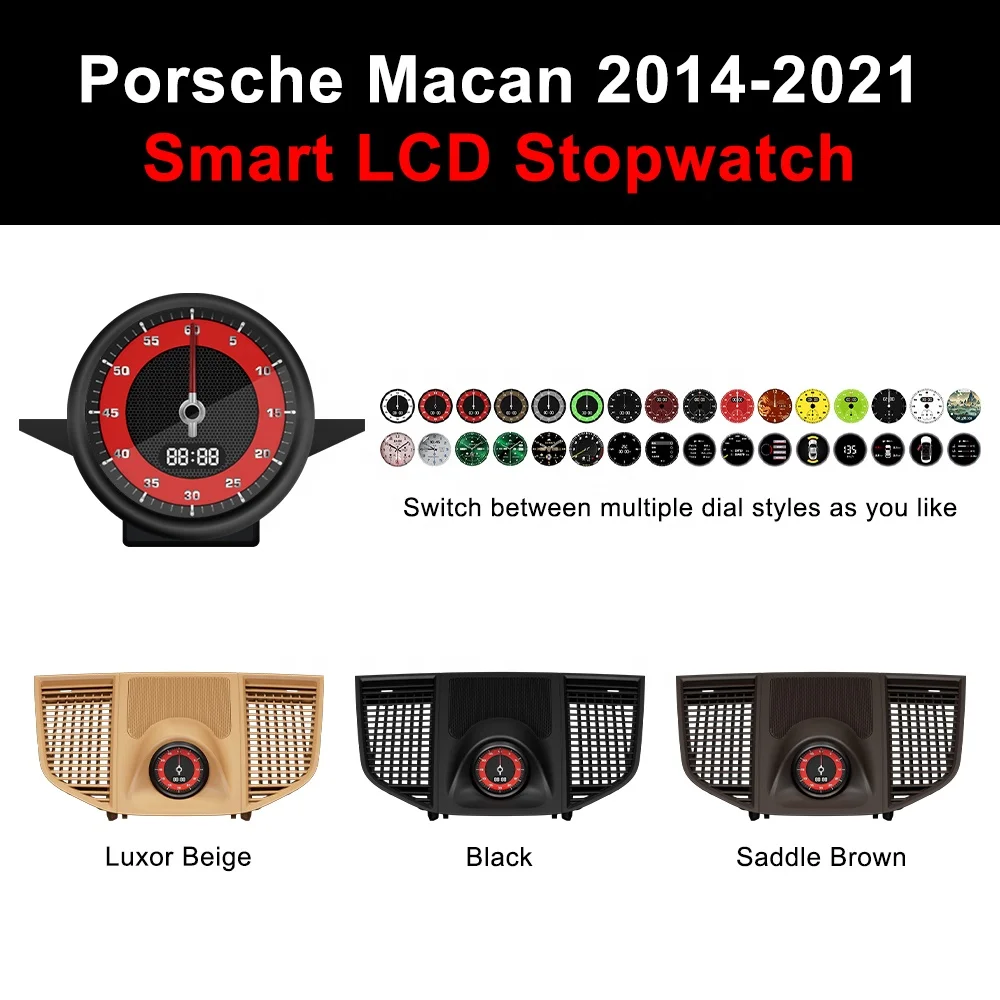 NaviHua New For Porsche Macan 2014 2021 Car Interior Dashboard Central LCD Stopwatch Clock Compass Auto Electronic Meter Clock