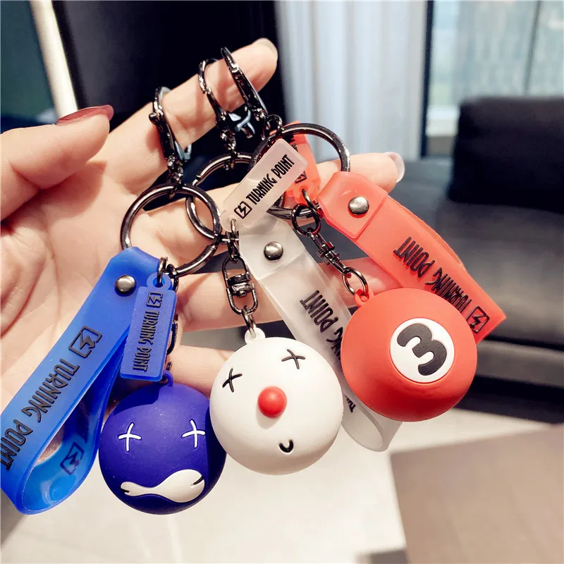 cartoon billiards 8 pool players pendant ball room club keychain for student men backpack
