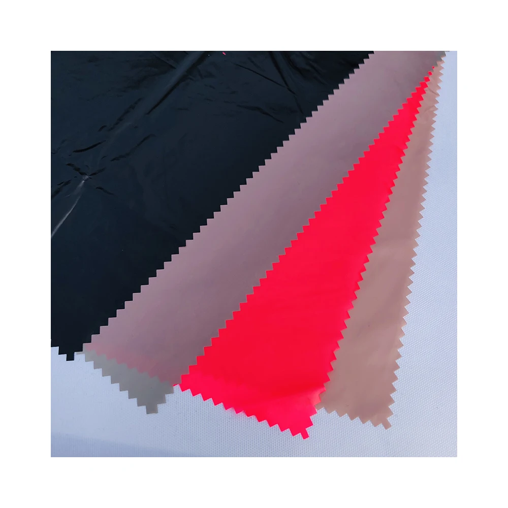 Soft And Smooth 380T  20D Ripstop  Plain Weave Nylon Fabric Bright PU Nylon Down Coat fabric