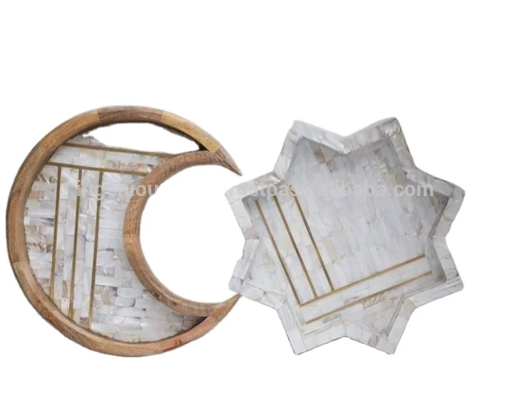 
Ingenious Craft Inlay Star and Moon Shape Tray Ramadan Special Arrival Hot Selling Mother of Pearl 2021 New 