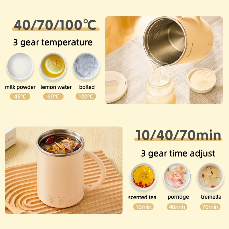 400ml Electric Kettle Health Preserving Pot Boiled Water Tea Pot Multicooker Electric Heating Cup Desktop Stew Cup 220V