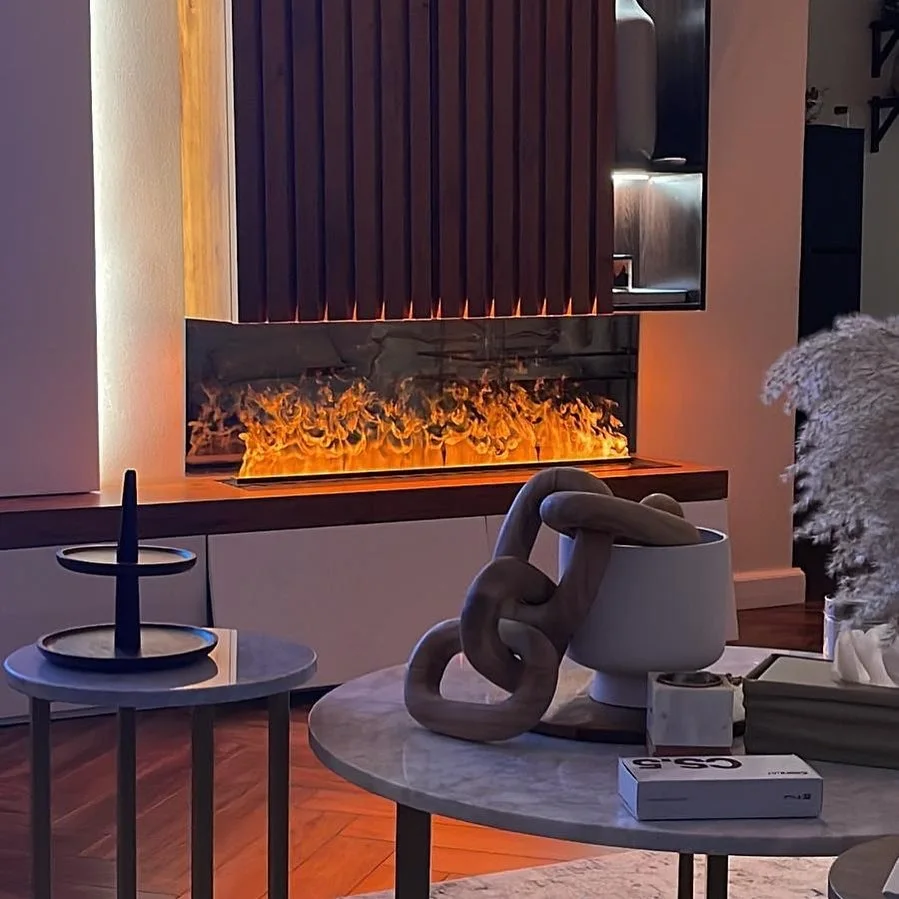 3D recessed home decorative electric wood fireplace interior design custom vapor atomizing water fireplace no heater insert