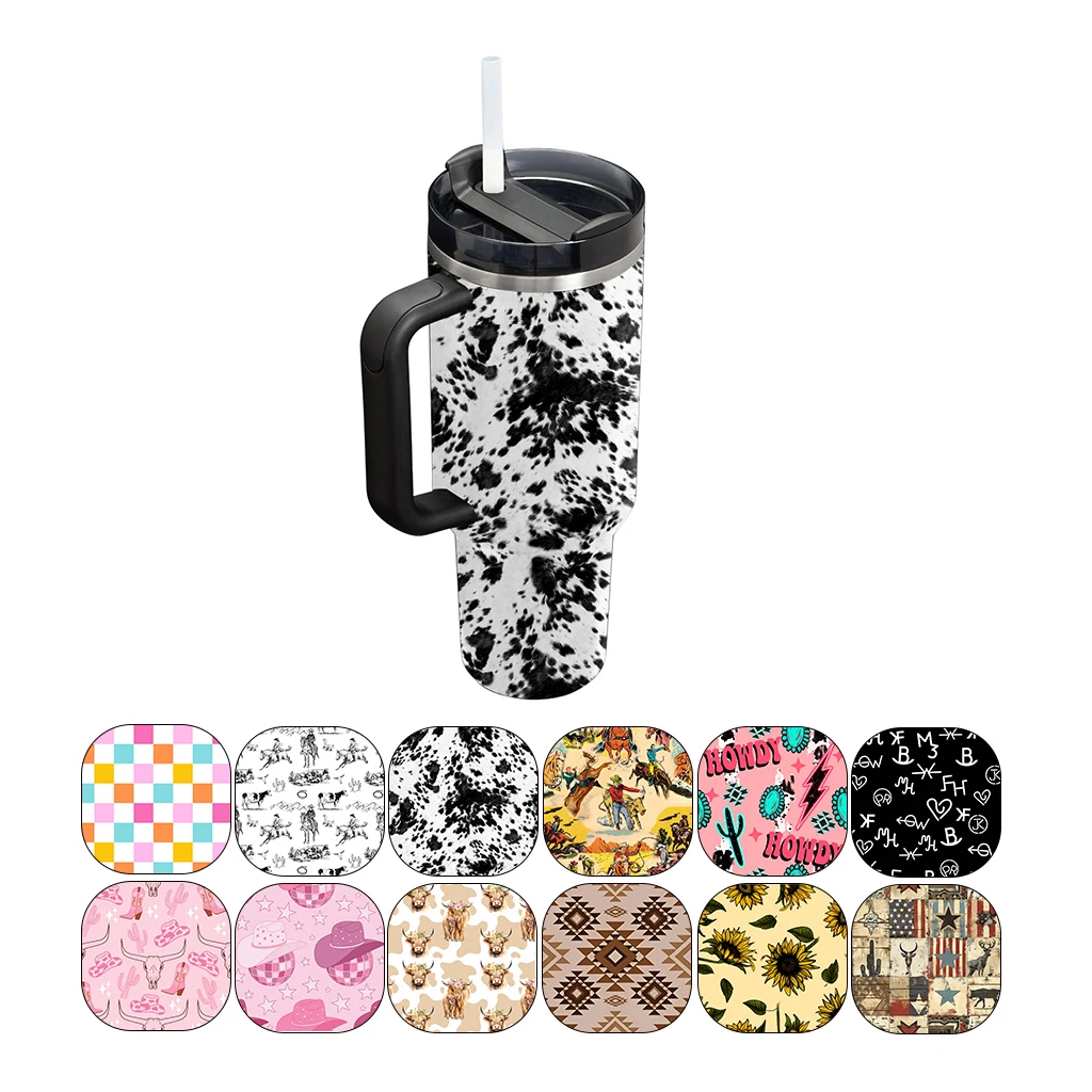 Customization 40oz Insulated Stainless Steel Tumbler with Lid and Straw, Western Style Travel Mug