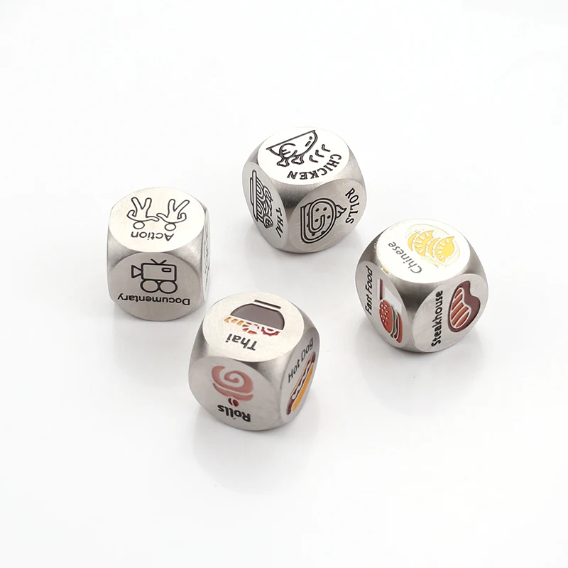 Stainless Steel Customized Logo Pattern Letter Decision Metal Dice Set