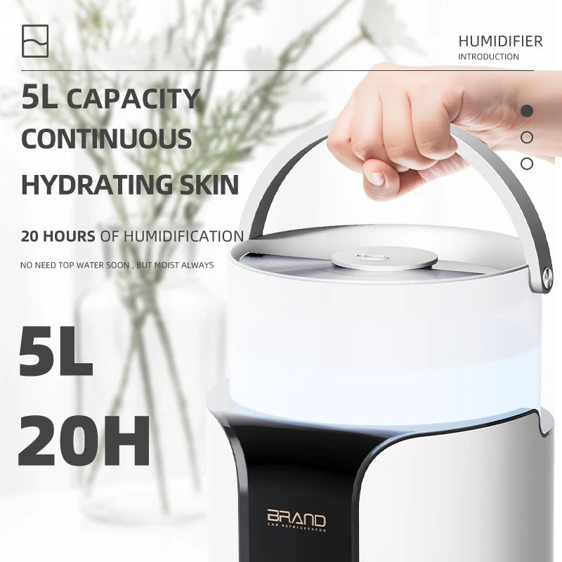 New Design Round Bucket Shaped Movable Water Tank Cool Warm Mist Ultrasonic Air Mist Humidifier