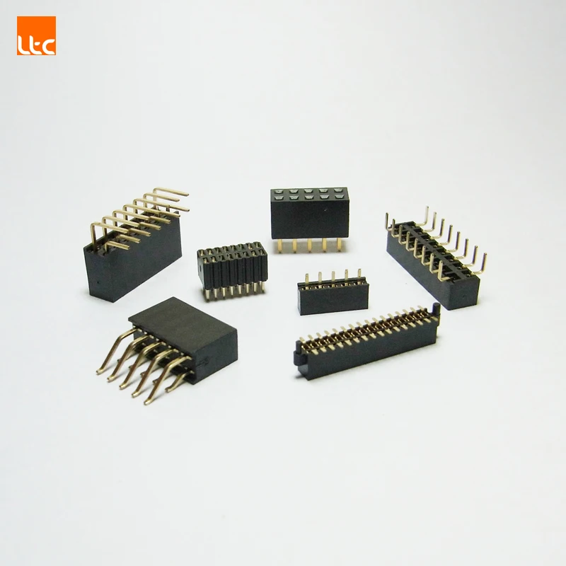 
2.54 mm female socket high profile two rows gold connector straight foot 
