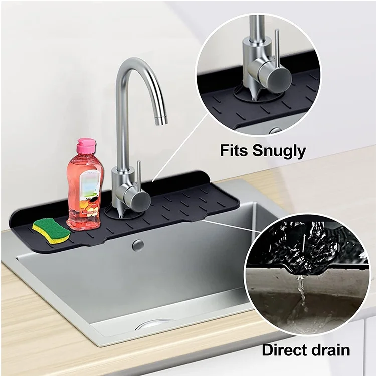 2022 Wholesale Kitchen Faucet Sink New Silicone Mat Anti-splash Pad Kitchen Gadget Tool Silicone Faucet Mat For Kitchen Sink