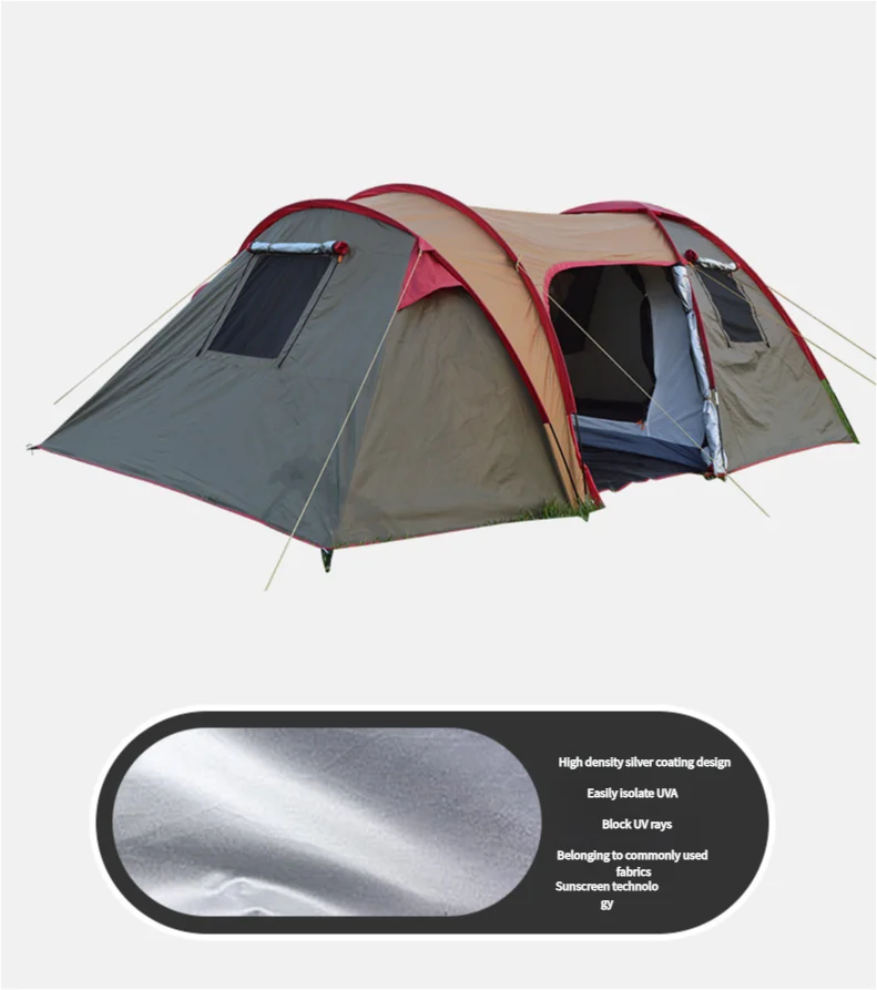 Extra Large 2-Room Outdoor Camping Tent for Families 5-8 Persons Waterproof Automatic Portable Canvas Tent Aluminum Poles Hiking