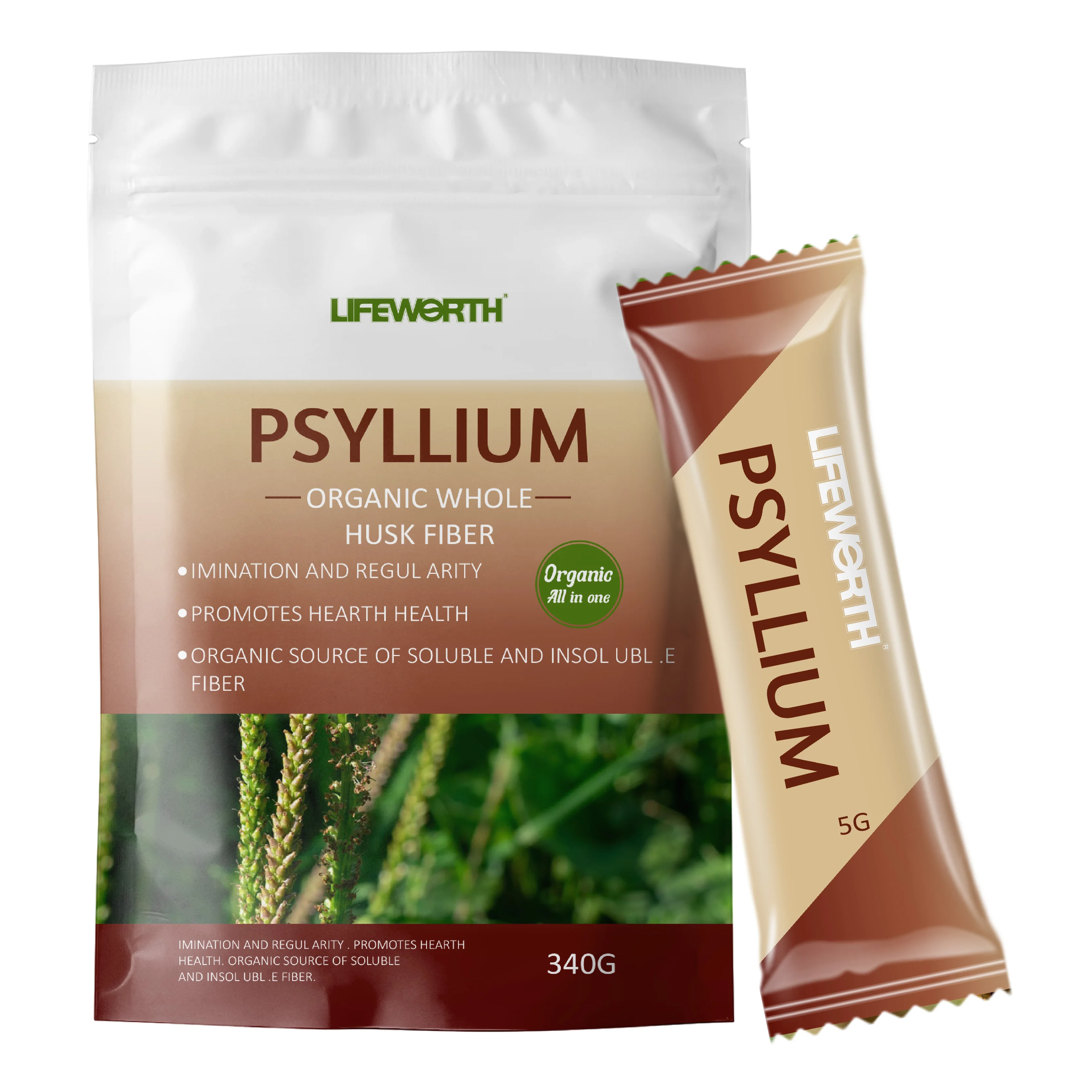 LIFEWORTH Whole Psyllium Husks Herbal Powder Soluble Fiber