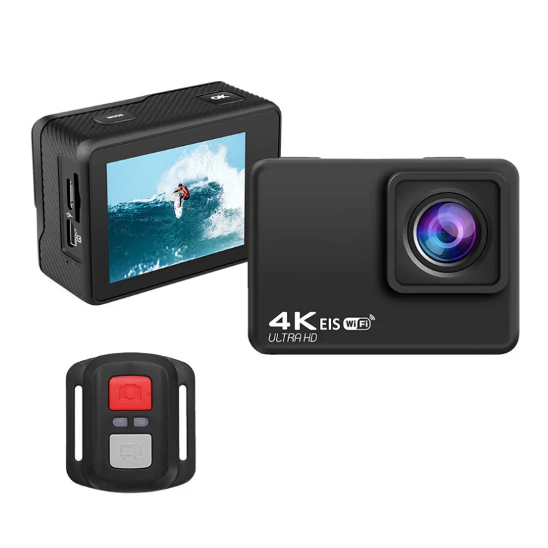 Portable 4K Outdoor Camera 2 Inch HD Screen WIFI Sports Camera Wide Angle Waterproof Sports DV with Remote Control Microphone