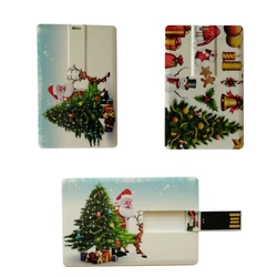 Promotional advertising gift business credit card USB flash pen drive Memory sticks with Metal Tin box and full color imprint