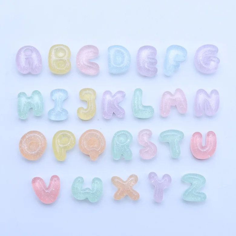 Wholesale price custom DIY letter craft accessories cartoon rainbow blend cream glue phone case patch resin charm for decoration